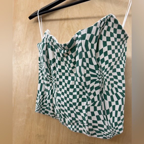 Et Clet Green and White Checkered Corset Top with Boning - Picture 5 of 9